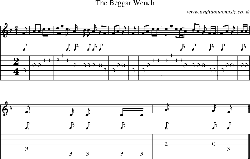 Guitar Tab and Sheet Music for The Beggar Wench