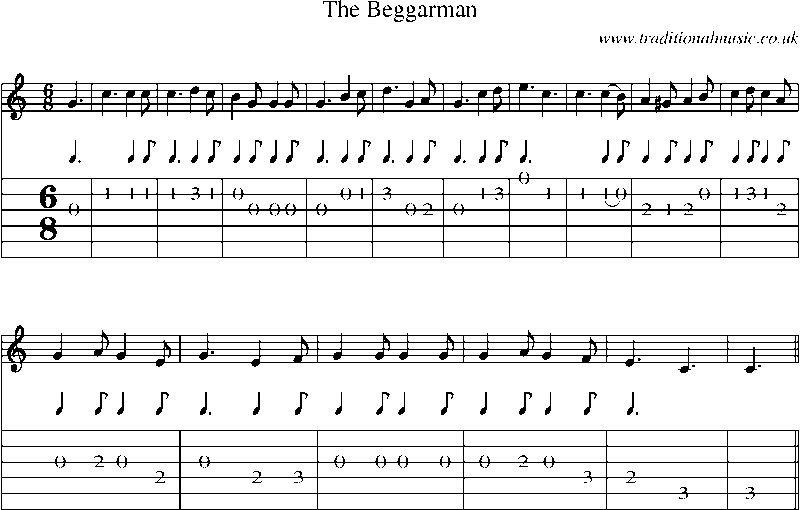 Guitar Tab and Sheet Music for The Beggarman