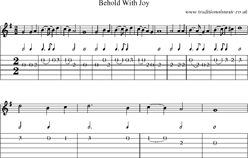 Guitar Tab and Sheet Music for Behold With Joy