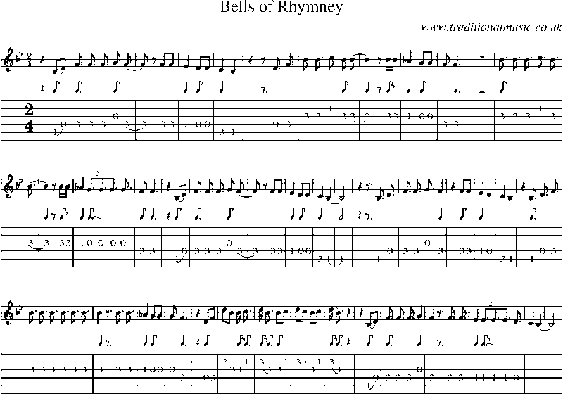 Guitar Tab and Sheet Music for Bells Of Rhymney