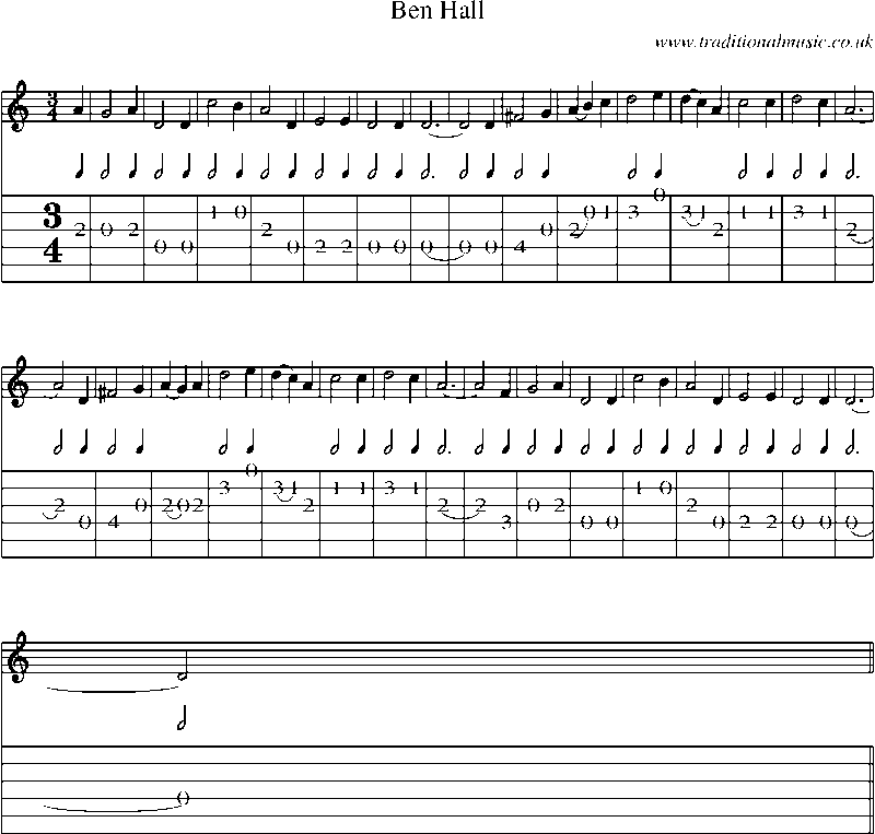Guitar Tab and Sheet Music for Ben Hall