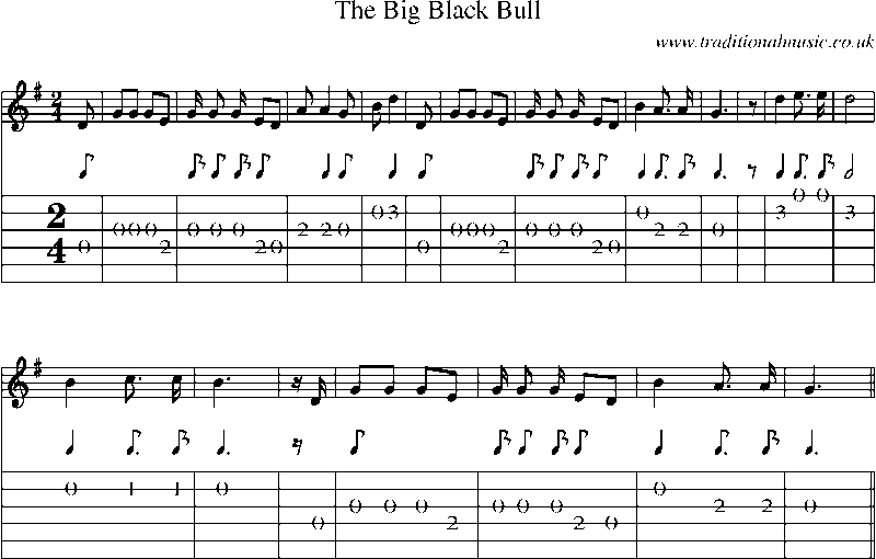 Guitar Tab and Sheet Music for The Big Black Bull
