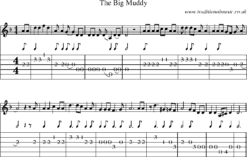 Guitar Tab and Sheet Music for The Big Muddy