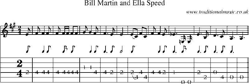 Guitar Tab and Sheet Music for Bill Martin And Ella Speed