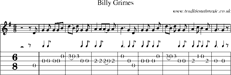 Guitar Tab and Sheet Music for Billy Grimes