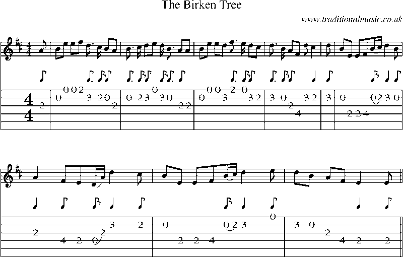 Guitar Tab and Sheet Music for The Birken Tree