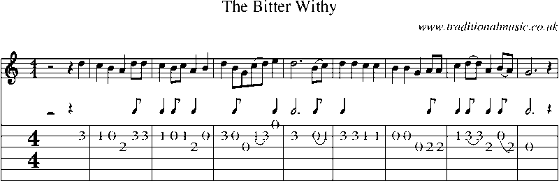 Guitar Tab and Sheet Music for The Bitter Withy
