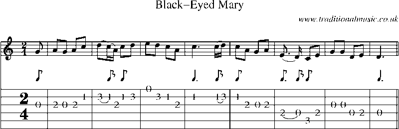 Guitar Tab and Sheet Music for Black-eyed Mary