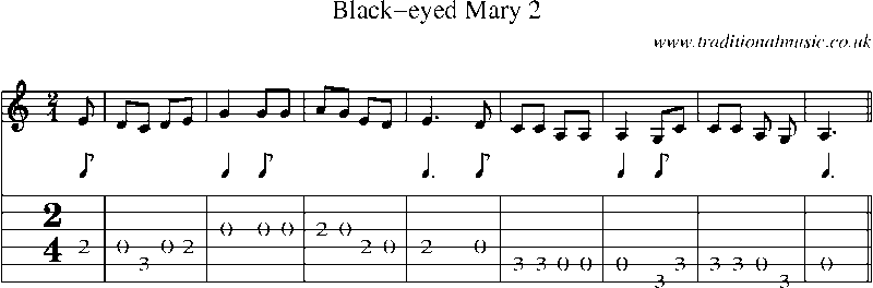 Guitar Tab and Sheet Music for Black-eyed Mary 2