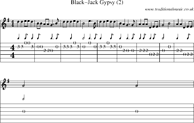 Guitar Tab and Sheet Music for Black-jack Gypsy (2)