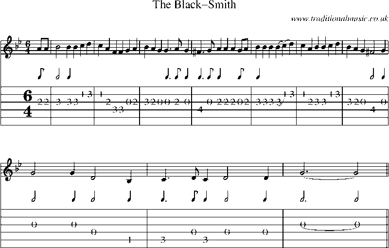 Guitar Tab and Sheet Music for The Black-smith