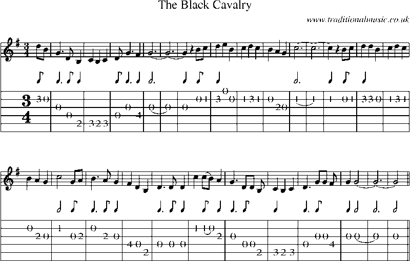 Guitar Tab and Sheet Music for The Black Cavalry