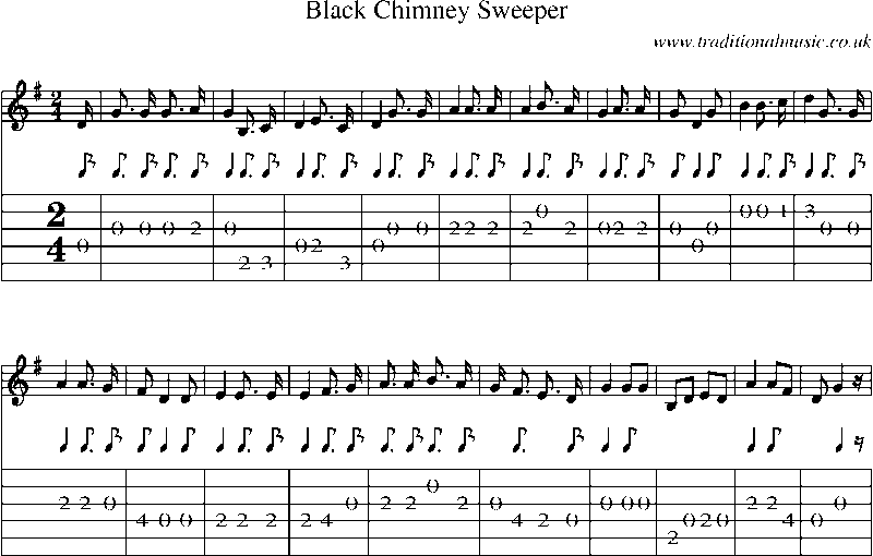 Guitar Tab and Sheet Music for Black Chimney Sweeper