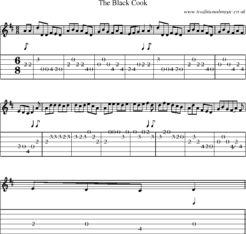 Guitar Tab and Sheet Music for The Black Cook