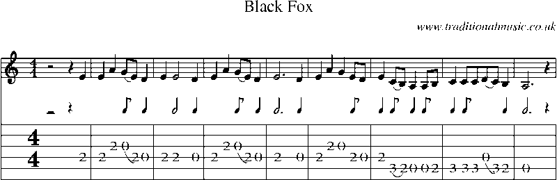 Guitar Tab and Sheet Music for Black Fox