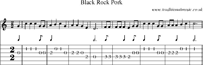 Guitar Tab and Sheet Music for Black Rock Pork