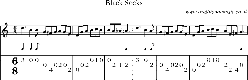 Guitar Tab and Sheet Music for Black Socks