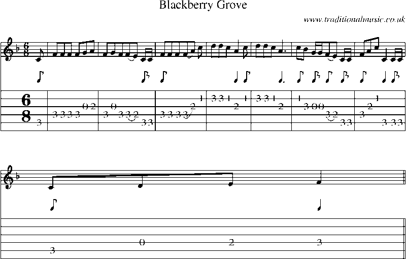 Guitar Tab and Sheet Music for Blackberry Grove