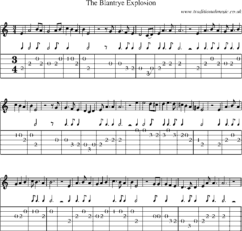 Guitar Tab and Sheet Music for The Blantrye Explosion