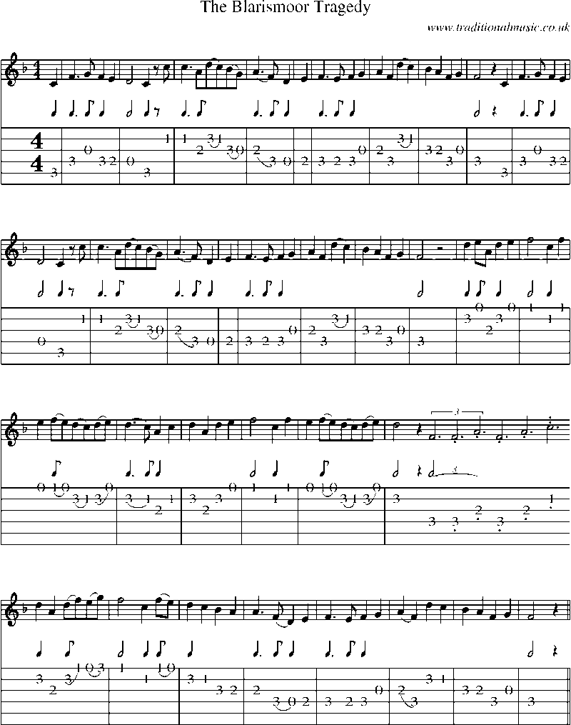 Guitar Tab and Sheet Music for The Blarismoor Tragedy