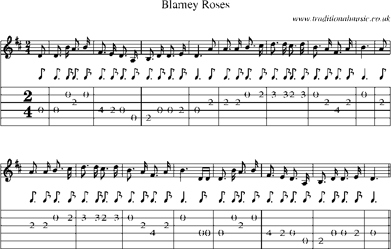 Guitar Tab and Sheet Music for Blarney Roses