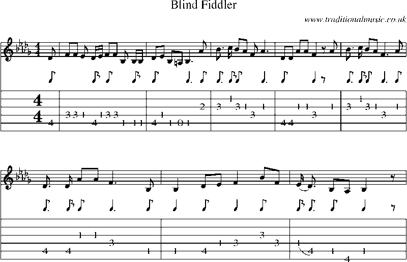 Guitar Tab and Sheet Music for Blind Fiddler