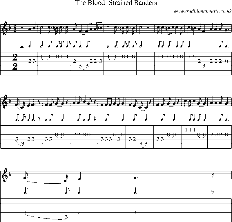 Guitar Tab and Sheet Music for The Blood-strained Banders