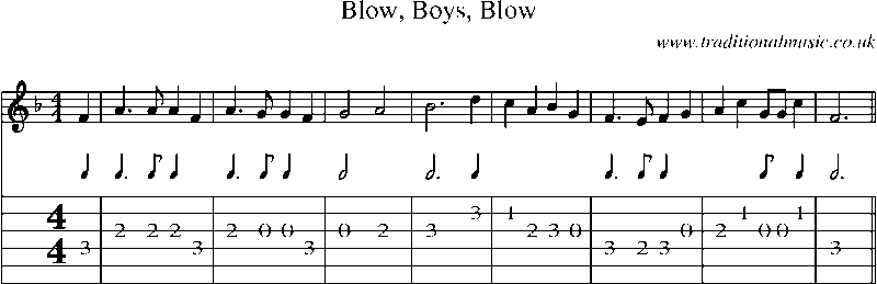 Guitar Tab and Sheet Music for Blow, Boys, Blow(1)