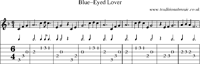 Guitar Tab and Sheet Music for Blue-eyed Lover