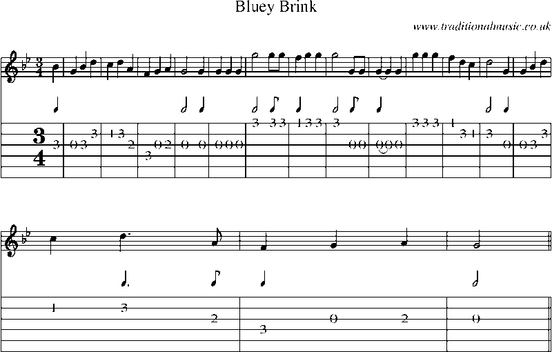 Guitar Tab and Sheet Music for Bluey Brink