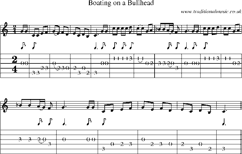 Guitar Tab and Sheet Music for Boating On A Bullhead