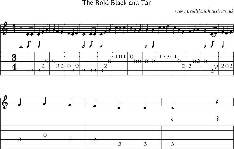 Guitar Tab and Sheet Music for The Bold Black And Tan