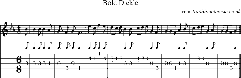 Guitar Tab and Sheet Music for Bold Dickie