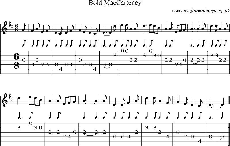 Guitar Tab and Sheet Music for Bold Maccarteney