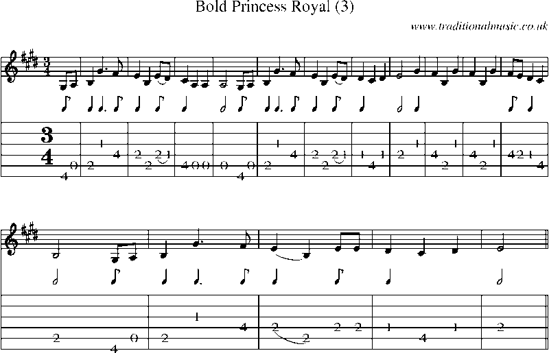Guitar Tab and Sheet Music for Bold Princess Royal (3)