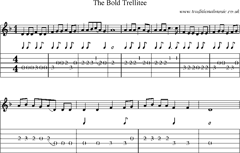 Guitar Tab and Sheet Music for The Bold Trellitee(1)