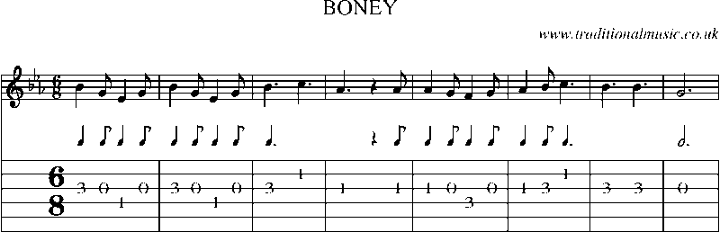 Guitar Tab and Sheet Music for Boney