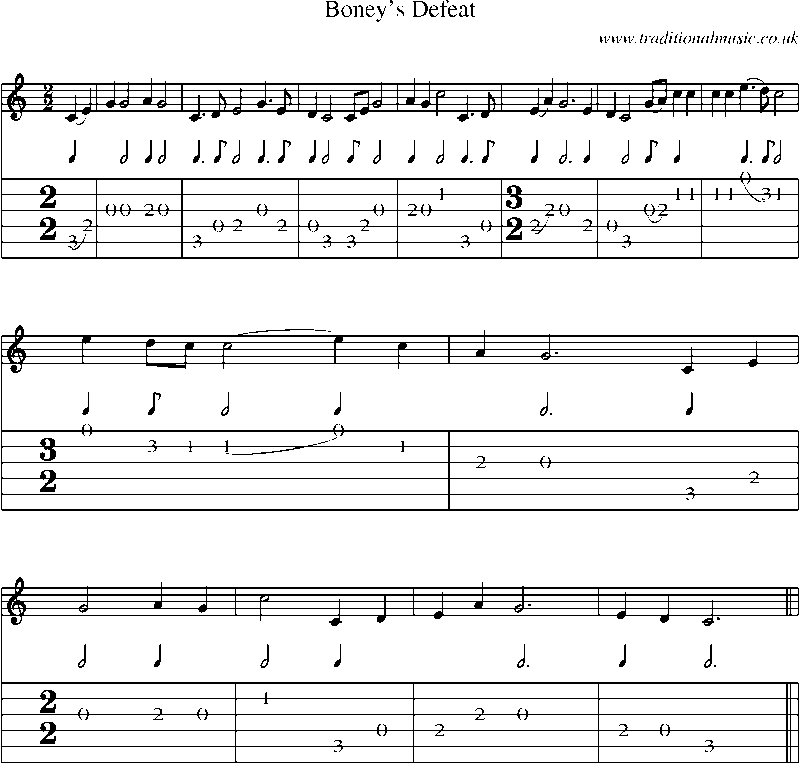 Guitar Tab and Sheet Music for Boney's Defeat