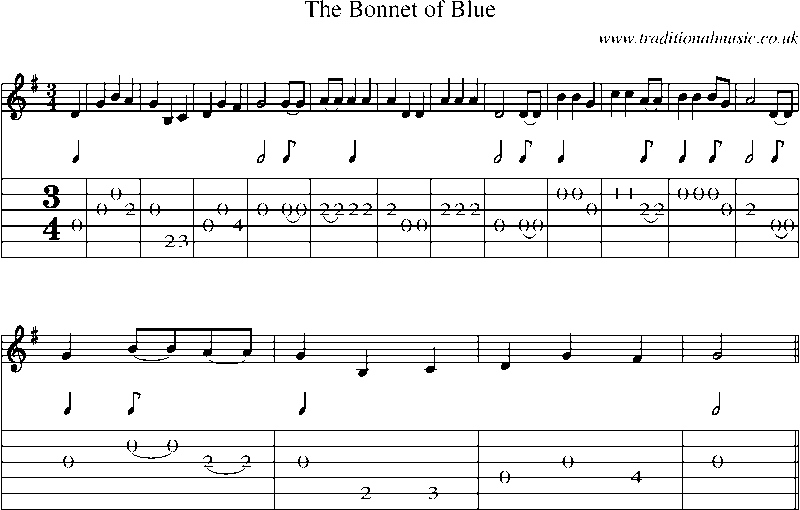 Guitar Tab and Sheet Music for The Bonnet Of Blue