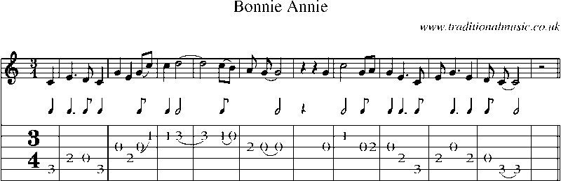 Guitar Tab and Sheet Music for Bonnie Annie
