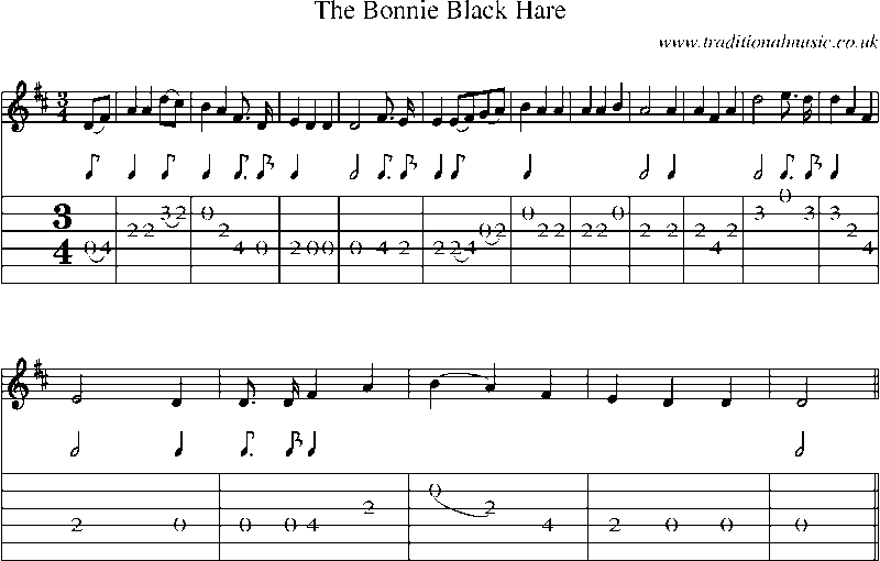 Guitar Tab and Sheet Music for The Bonnie Black Hare