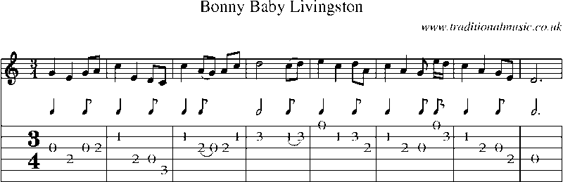 Guitar Tab and Sheet Music for Bonny Baby Livingston