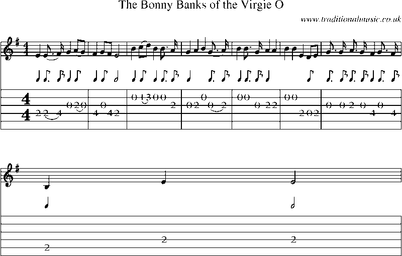 Guitar Tab and Sheet Music for The Bonny Banks Of The Virgie O