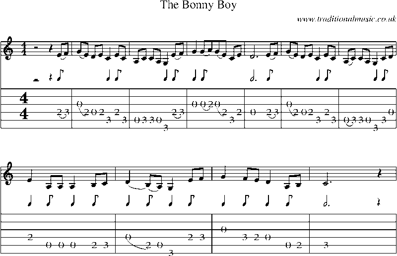 Guitar Tab and Sheet Music for The Bonny Boy