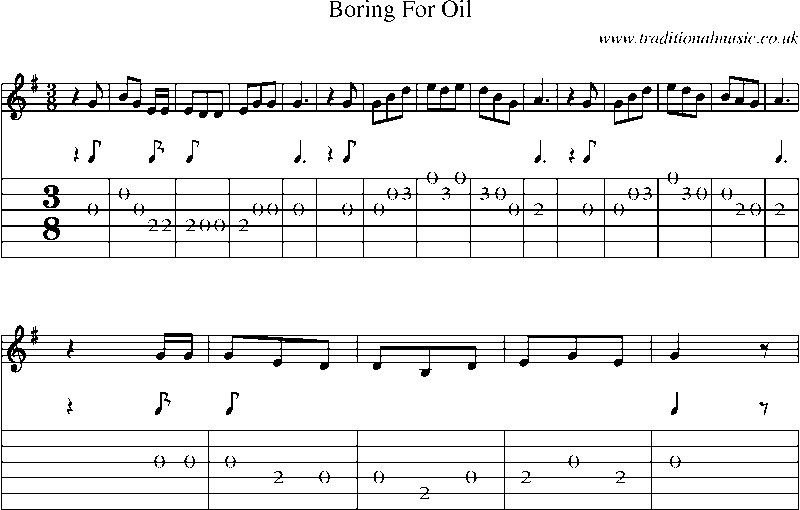 Guitar Tab and Sheet Music for Boring For Oil
