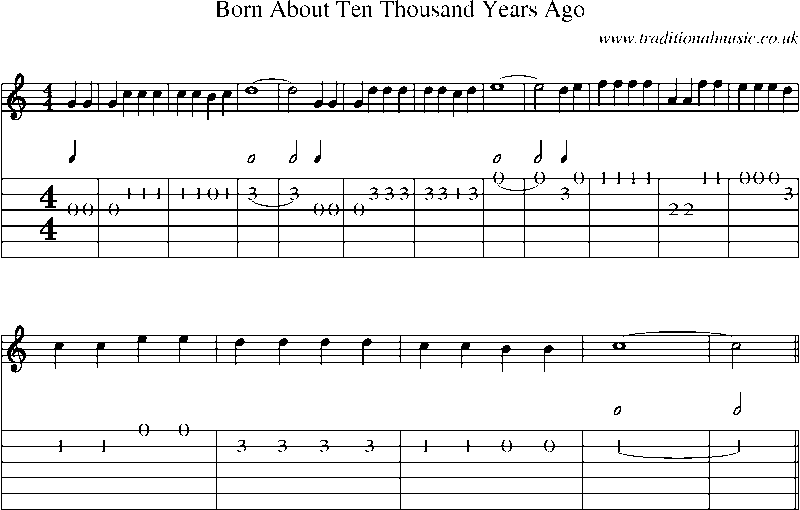 Guitar Tab and Sheet Music for Born About Ten Thousand Years Ago