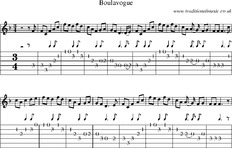 Guitar Tab and Sheet Music for Boulavogue