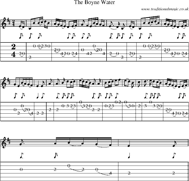 Guitar Tab and Sheet Music for The Boyne Water