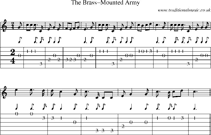 Guitar Tab and Sheet Music for The Brass-mounted Army