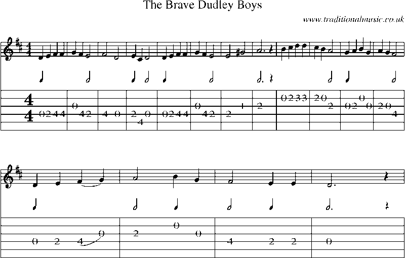 Guitar Tab and Sheet Music for The Brave Dudley Boys